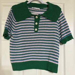 Jewel button knit polo